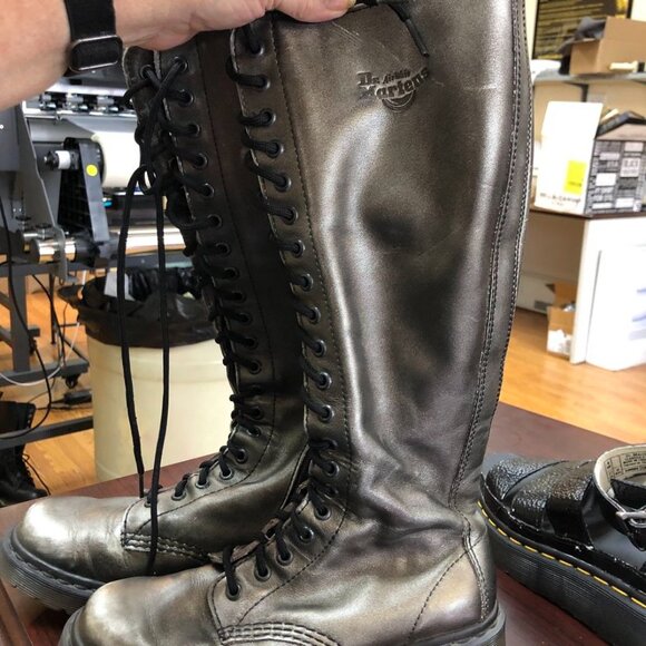 Dr Martens 20 EYE 1B60 - 1860 soft leather tall ZIP boots UK4 EU37 6US PEWTER - Picture 4 of 15